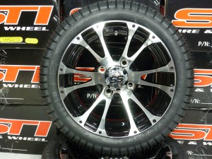 12x6 Typhoon Wheels and Low Profile Golf Cart Tires Combo! - More Details